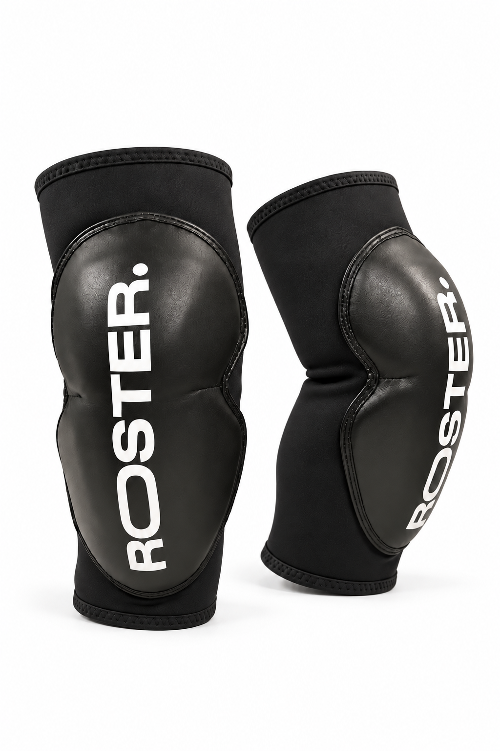 Rodilleras ROSTER negras de piel - vista combinada